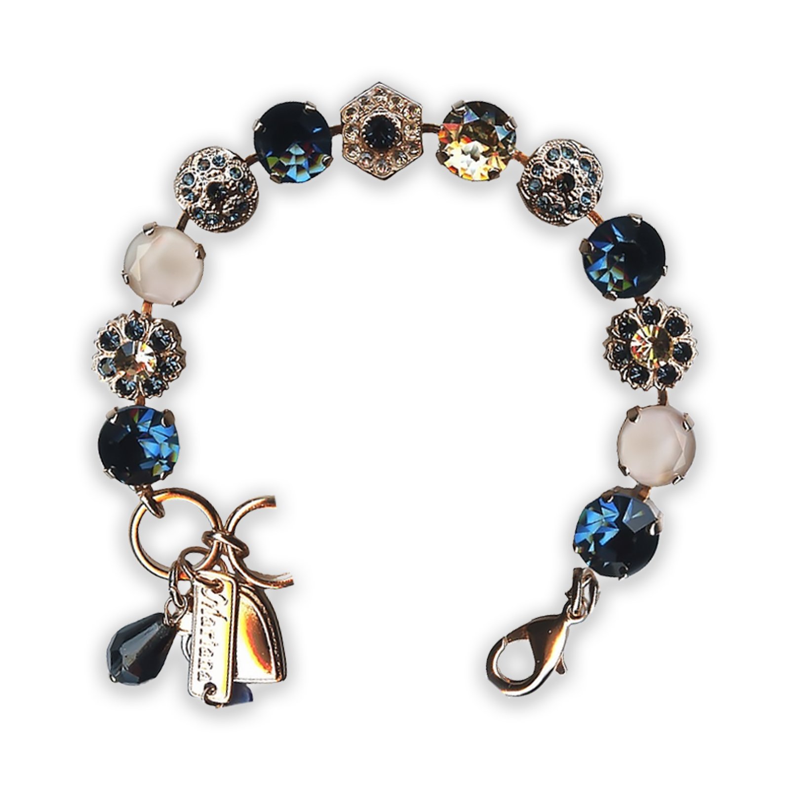 B-4411-2142-RG (1) Bracelet By Mariana Woman Gorgeous Montana Blue and Rose Opal Swarovski Crystals - Image 1
