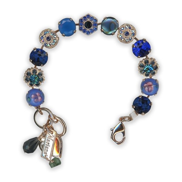 Bracelet By Mariana Woman Luxurious Blue Pearl Mineral and Royal Blue Swarovski Crystals