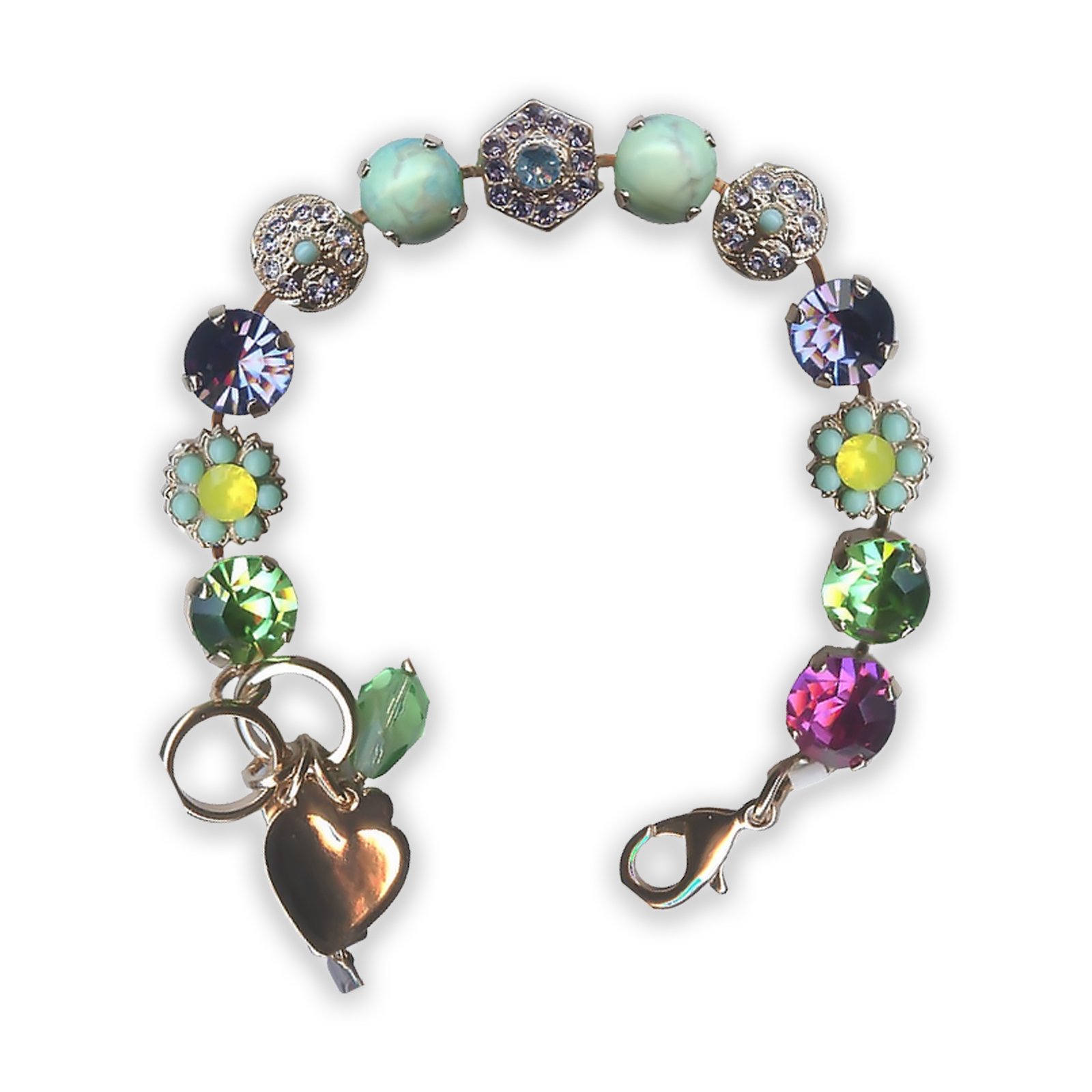 B-4411-M333-1-RG (1) Bracelet by Mariana Caribbean Life Coll. Fab Turquoise Mineral and Multi Colored Swarovski Crystals - Image 1