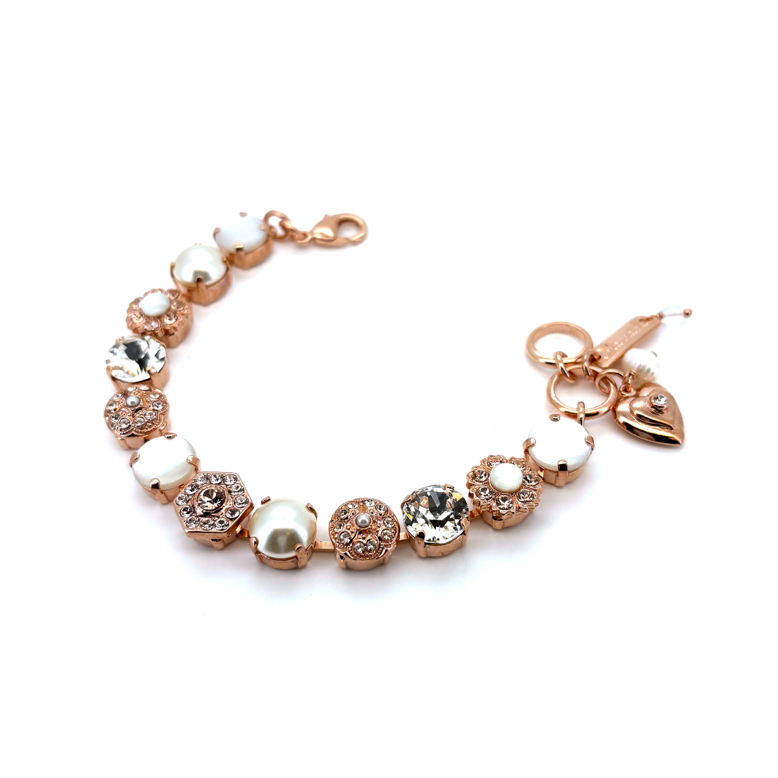 B-4411-M39111-RG (2) Bracelet By Mariana Woman Timeless White Shell Mineral and Swarovski Crystals - Image 1
