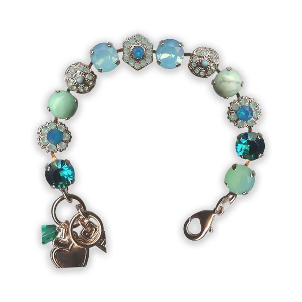 Bracelet By Mariana Woman Adorable Turquoise Mineral and Pacific Opal Swarovski Crystals