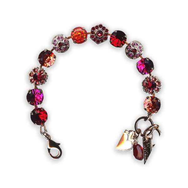 Bracelet by Mariana Natures Coll. Stunning Red Synthetic Opal Mineral and in Pinks Swarovski Crystals
