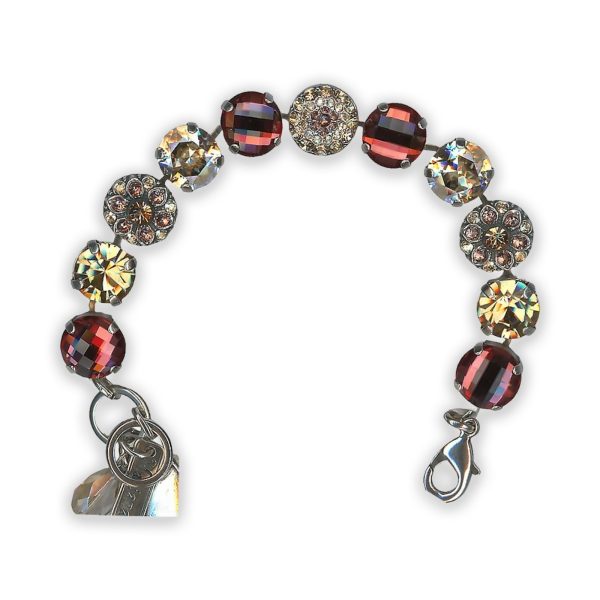 Bracelet By Mariana My Treasures Coll. Elegant Burgundy, Champagne and Moonlight Swarovski Crystals