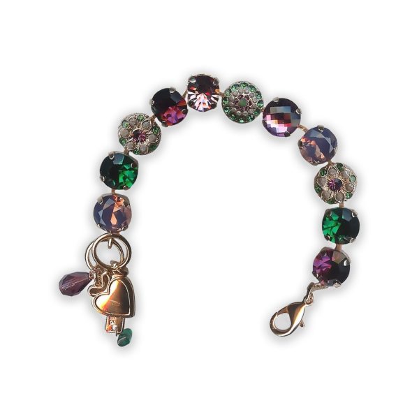 Bracelet By Mariana Woman Glamorous Forest Green and Amethyst Swarovski Crystals