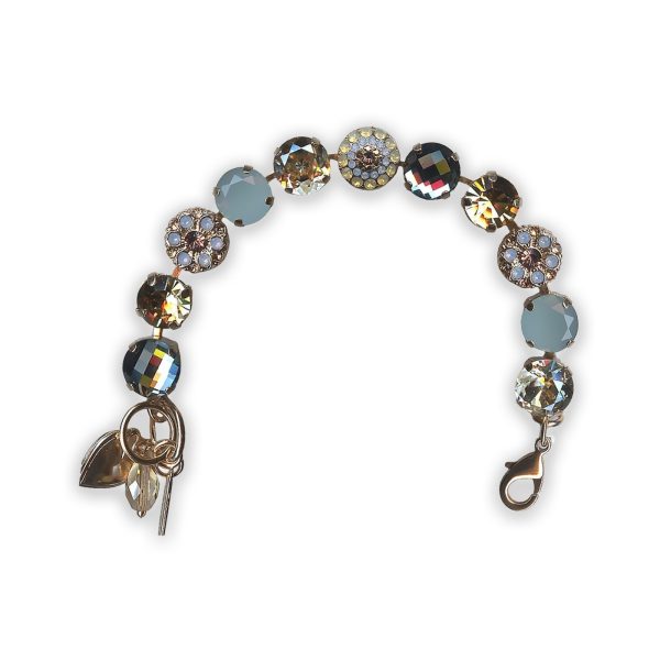 Bracelet by Mariana Rhapsode Coll. Exquisite Golden Shadow, Blue Opal, Montana, Sand Opal, & Antique Pink Swarovski Crystals