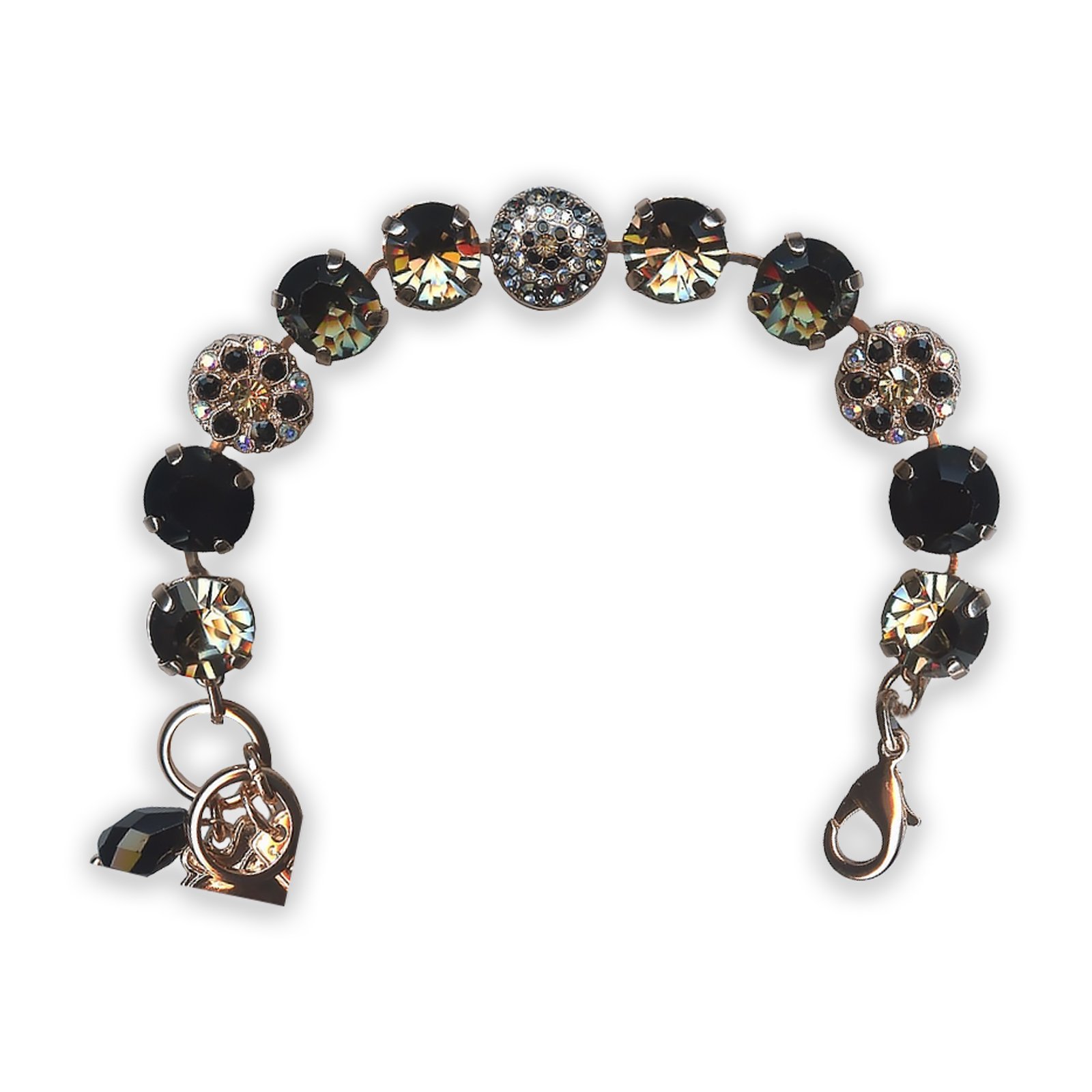 B-4501-1-1094-RG (1) Bracelet by Mariana Adeline Coll. Elegant Jet, Black Diamond, Morion, & AB Swarovski Crystals - Image 1