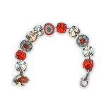 Bracelet by Mariana Gelato Coll. Stunning Hyacinth, Lt Peach, Clear, & Denim Blue Swarovski Crystals
