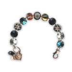 Bracelet by Mariana Cannoli Coll. Gorgeous Clear, Jet, Indicolite, Apricot, & Olivine Swarovski Crystals