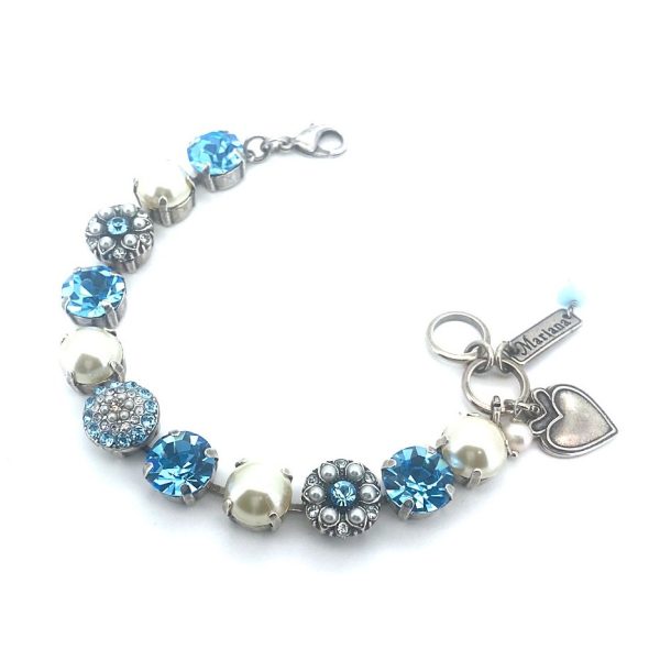 Bracelet By Mariana My Treasures Coll. Timeless Aquamarine and Pearl Swarovski Crystals