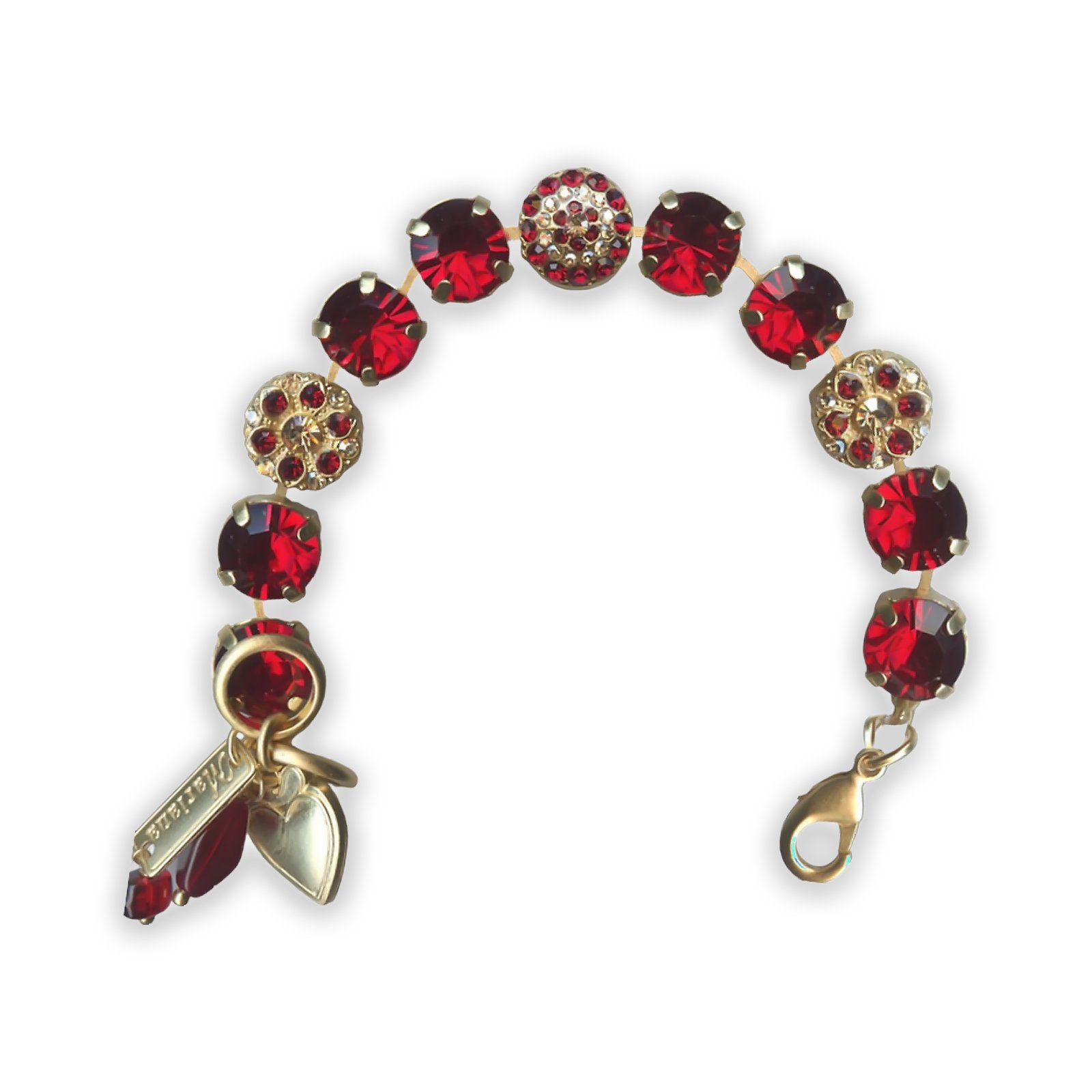 B-4501-1-208-1-YG (1) Bracelet by Mariana My Treasures Coll. Stunning Siam & Golden Shadow Swarovski Crystals - Image 1