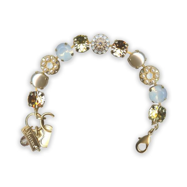 Bracelet by Mariana Tequila Sunrise Coll. Timeless Pearl, Golden Yellow, Vitral Lt, & White Opal Swarovski Crystals