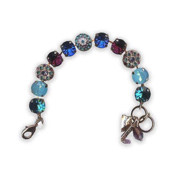 Bracelet by Mariana Peacock Nature Coll. Gorgeous Indicolite, Blue Opal, Amethyst, Sapphire, & Rosewater Opal Swarovski Crystals