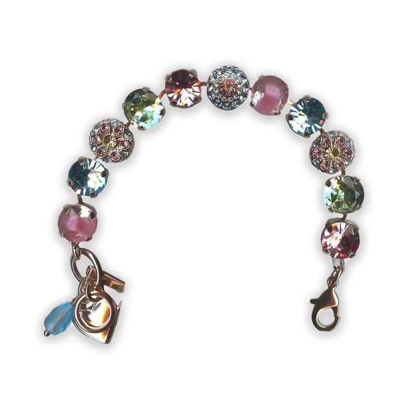 Bracelet by Mariana Spring Flowers Coll. Lovely Rose, Aquamarine, Chrysolite, & Lt Rose Swarovski Crystals