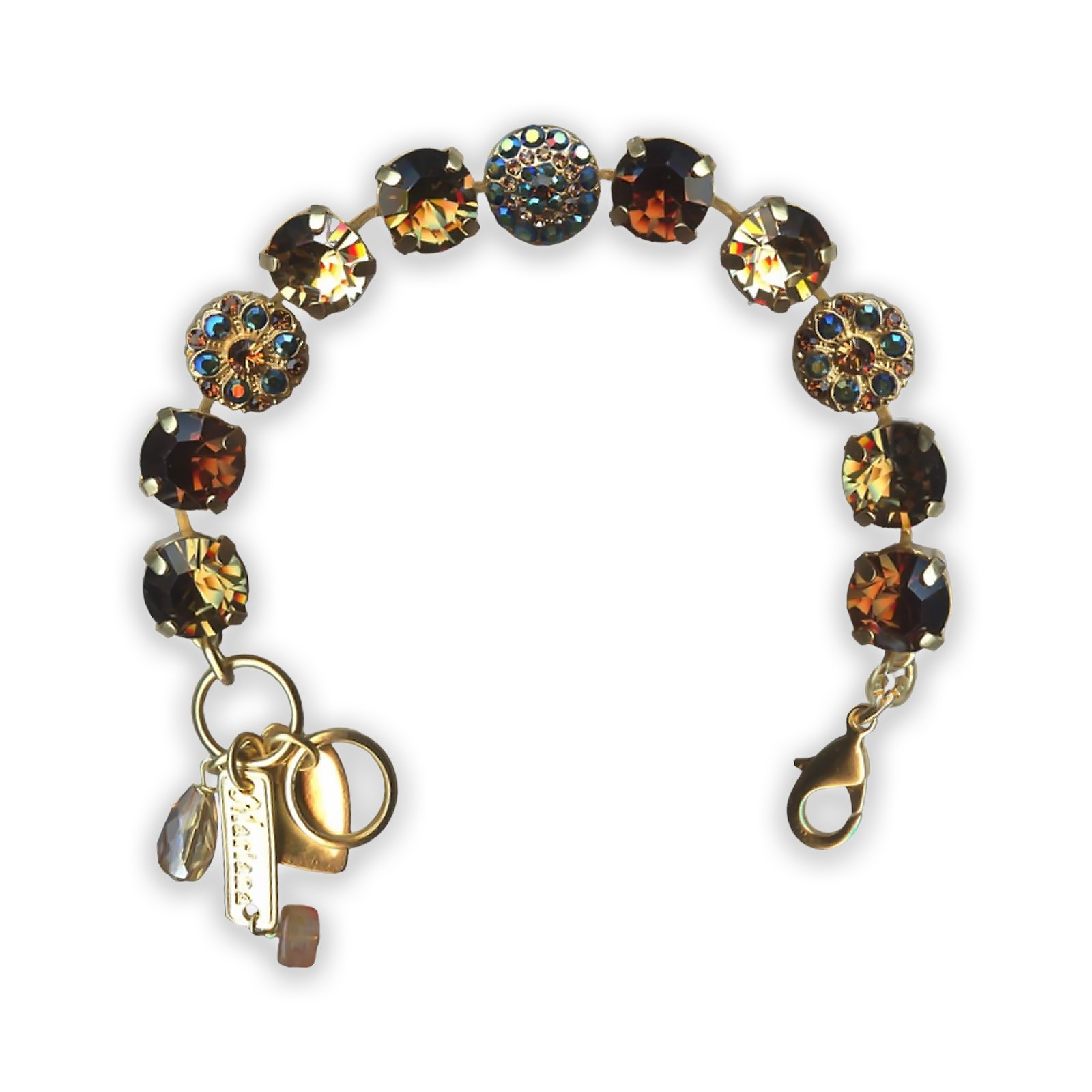 B-4501-1-220-4-YG (1) Bracelet by Mariana My Treasures Coll. Glamorous Smoked Topaz, Golden Shadow, & AB Swarovski Crystals - Image 1
