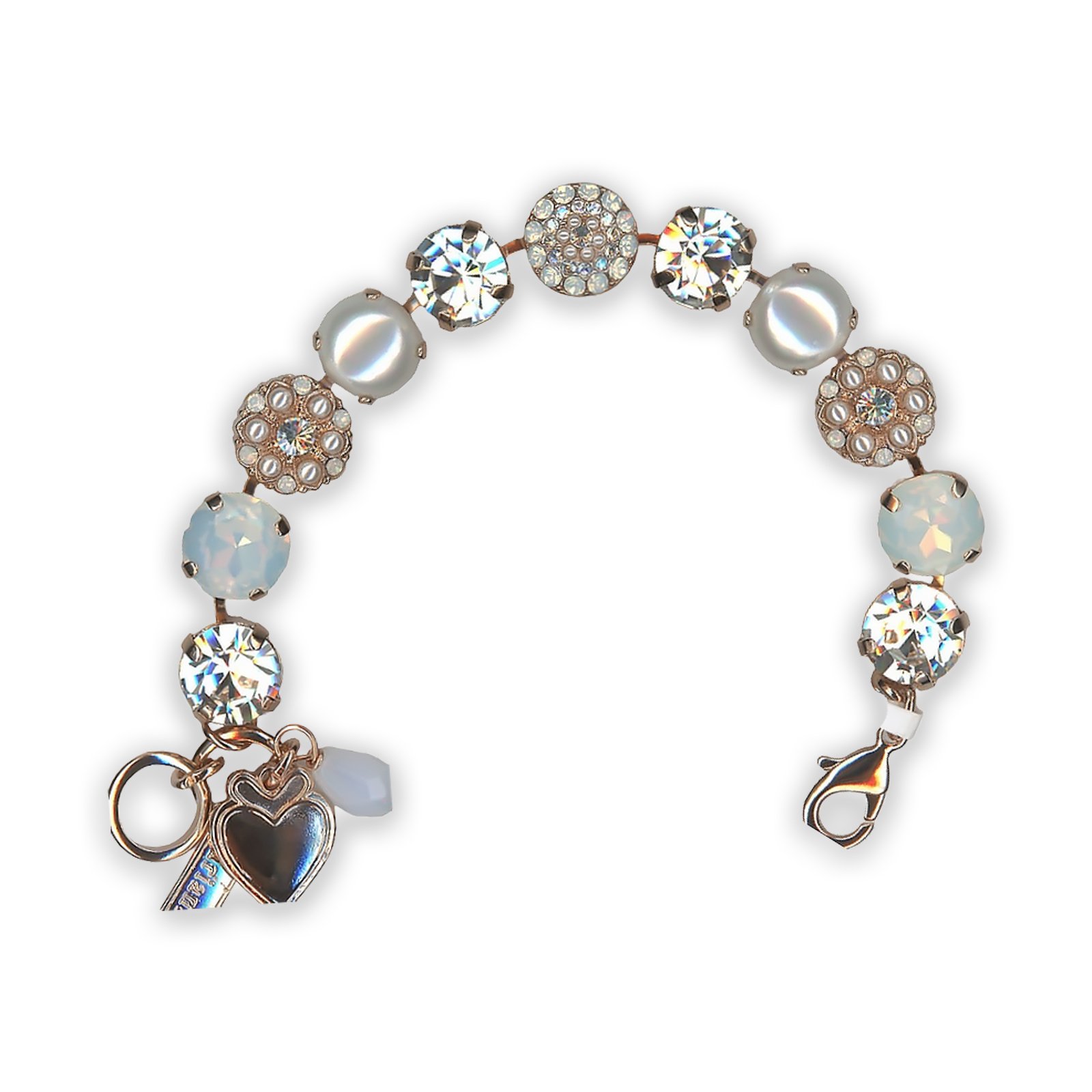 B-4501-1-2340-RG (1) Bracelet by Mariana Bermuda Coll. Timeless Cream Pearl, White Opal, & Clear Swarovski Crystals - Image 1