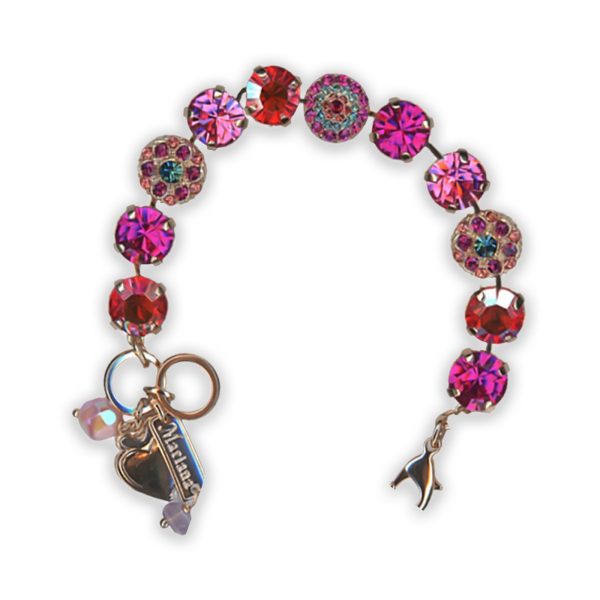 Bracelet By Mariana Woman Sassy Indian Pink, Siam and Peach Swarovski Crystals