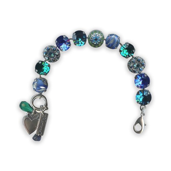 Bracelet by Mariana Julia Coll. Beautiful Blue Zircon, Lt Sapphire, Green Opal, & Marbled Blue Swarovski Crystals