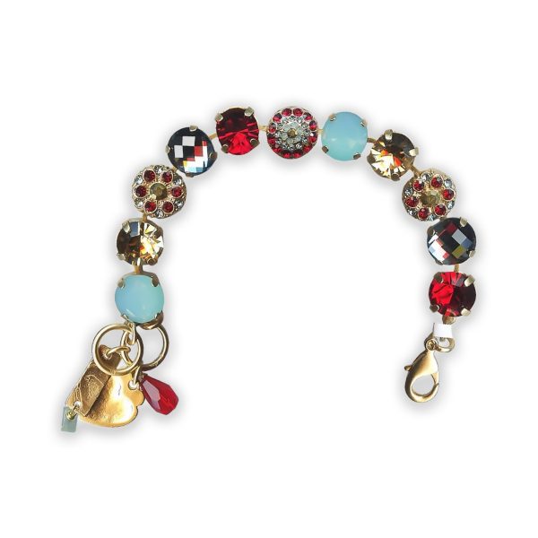 Bracelet by Mariana Dynasty Coll. Alluring Red, Aurum, Indian Blue, Pacific Opal, & Lt Colorado Brown Swarovski Crystals