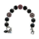 Bracelet by Mariana My Treasures Coll. Glamorous Jet Black & Ruby Swarovski Crystals - Image 2