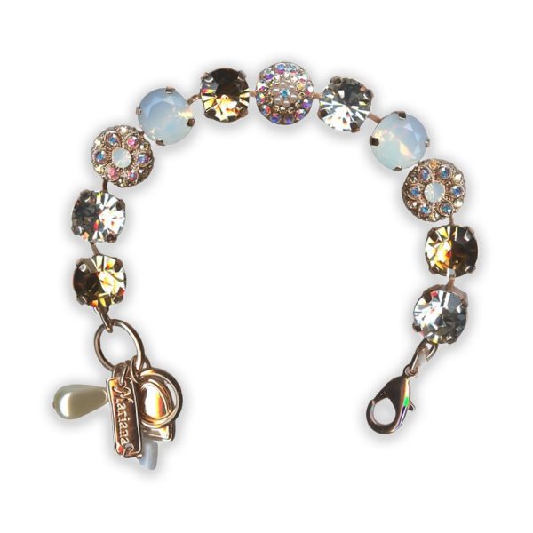Bracelet By Mariana Woman Elegant White Opal, Clear and Jonquil Swarovski Crystals