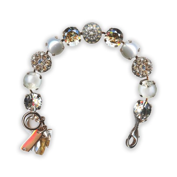 Bracelet by Mariana SeaShell Coll. Timeless Pearl Mineral, Clear, Lt Topaz, & Moonlight Swarovski Crystals