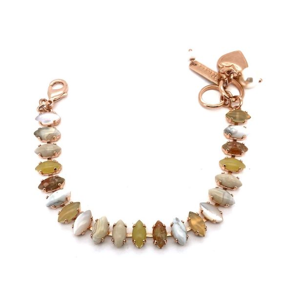 Bracelet by Mariana My Treasures Coll. Fab Marquise-Cut White Howlite, Riverstone, White Shell, & Aventurine Mineral Swarovski Crystals