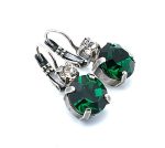 Earrings By Mariana My Treasures Coll. Clear & Emerald Swarovski Crystals Silver Plated - Image 3