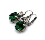 Earrings By Mariana My Treasures Coll. Clear & Emerald Swarovski Crystals Silver Plated