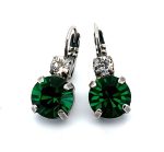 Earrings By Mariana My Treasures Coll. Clear & Emerald Swarovski Crystals Silver Plated - Image 2