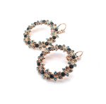 Earrings by Mariana Nightfall Coll. Wreath Encrusted Montana Blue, Black Diamond, & Aquamarine Swarovski Crystals - Image 2
