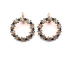 Earrings by Mariana Nightfall Coll. Wreath Encrusted Montana Blue, Black Diamond, & Aquamarine Swarovski Crystals
