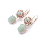 Earrings By Mariana Icons Coll. Jasper Mineral and Turquoise, Topaz Swarovski Crystals - Image 2