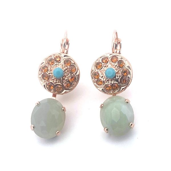 Earrings By Mariana Icons Coll. Jasper Mineral and Turquoise, Topaz Swarovski Crystals