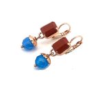 Earrings By Mariana Woman Elegant Red Aventurine and Blue Quartz Minerals - Image 2