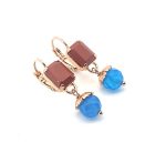 Earrings By Mariana Woman Elegant Red Aventurine and Blue Quartz Minerals - Image 3