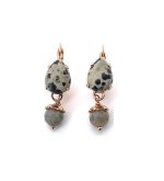 Earrings by Mariana My Treasures Coll. Gorgeous Dalmatian Jasper & Smoky Quartz Mineral Swarovski Crystals
