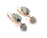 Earrings by Mariana My Treasures Coll. Gorgeous Dalmatian Jasper & Smoky Quartz Mineral Swarovski Crystals - Image 3
