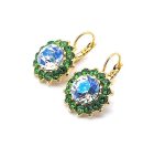 Earrings By Mariana Woman Beautiful Moonlight and Fern Green Swarovski Crystals - Image 2