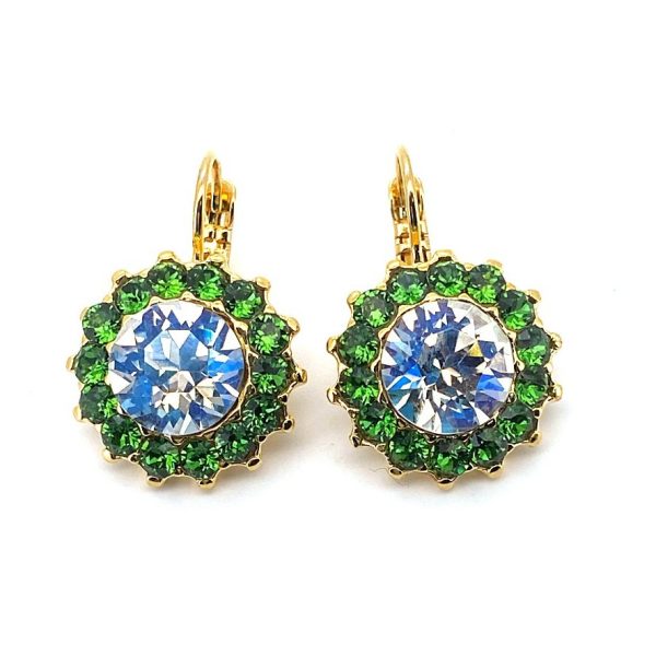 Earrings By Mariana Woman Beautiful Moonlight and Fern Green Swarovski Crystals