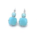 Earrings By Mariana My Treasures Coll. Green Opal and Cushion Aqua Opal Swarovski Crystals - Image 2