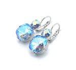 Earrings By Mariana Woman Timeless Cushion Light Sapphire and AB Swarovski Crystals