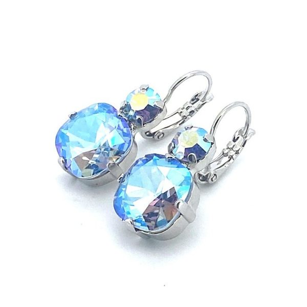 Earrings By Mariana Woman Timeless Cushion Light Sapphire and AB Swarovski Crystals