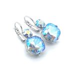 Earrings By Mariana Woman Timeless Cushion Light Sapphire and AB Swarovski Crystals - Image 3