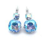 Earrings By Mariana Woman Timeless Cushion Light Sapphire and AB Swarovski Crystals - Image 2