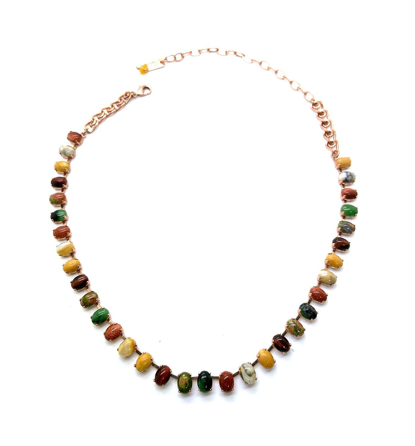 N-3086-1-M3103-RG (1) Necklace By Mariana Woman Elegant Yellow Jasper and White Howlite Minerals - Image 1