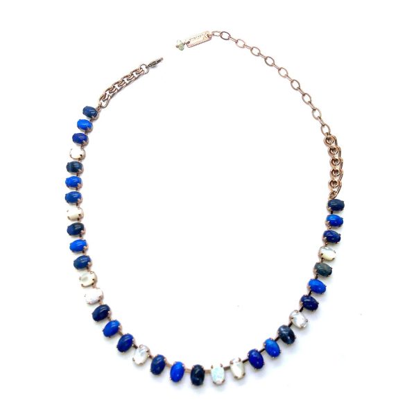 Necklace by Mariana My Treasures Coll. Shimmering Fire & Snow Synthetic Opal, Blue Howlite, Lapis Lazuli, & White Shell Mineral Swarovski Crystals