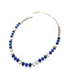 Necklace by Mariana My Treasures Coll. Shimmering Fire & Snow Synthetic Opal, Blue Howlite, Lapis Lazuli, & White Shell Mineral Swarovski Crystals - Image 2