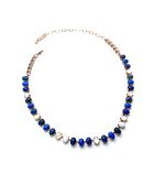 Necklace by Mariana My Treasures Coll. Shimmering Fire & Snow Synthetic Opal, Blue Howlite, Lapis Lazuli, & White Shell Mineral Swarovski Crystals - Image 3