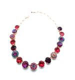 Necklace By Mariana Sorbet Coll. Indian Pink, Rose, & Blue Zircon Swarovski Crystals - RG