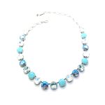 Necklace By Mariana Smoked Grey, White Opal and Pale Blue Swarovski Crystals